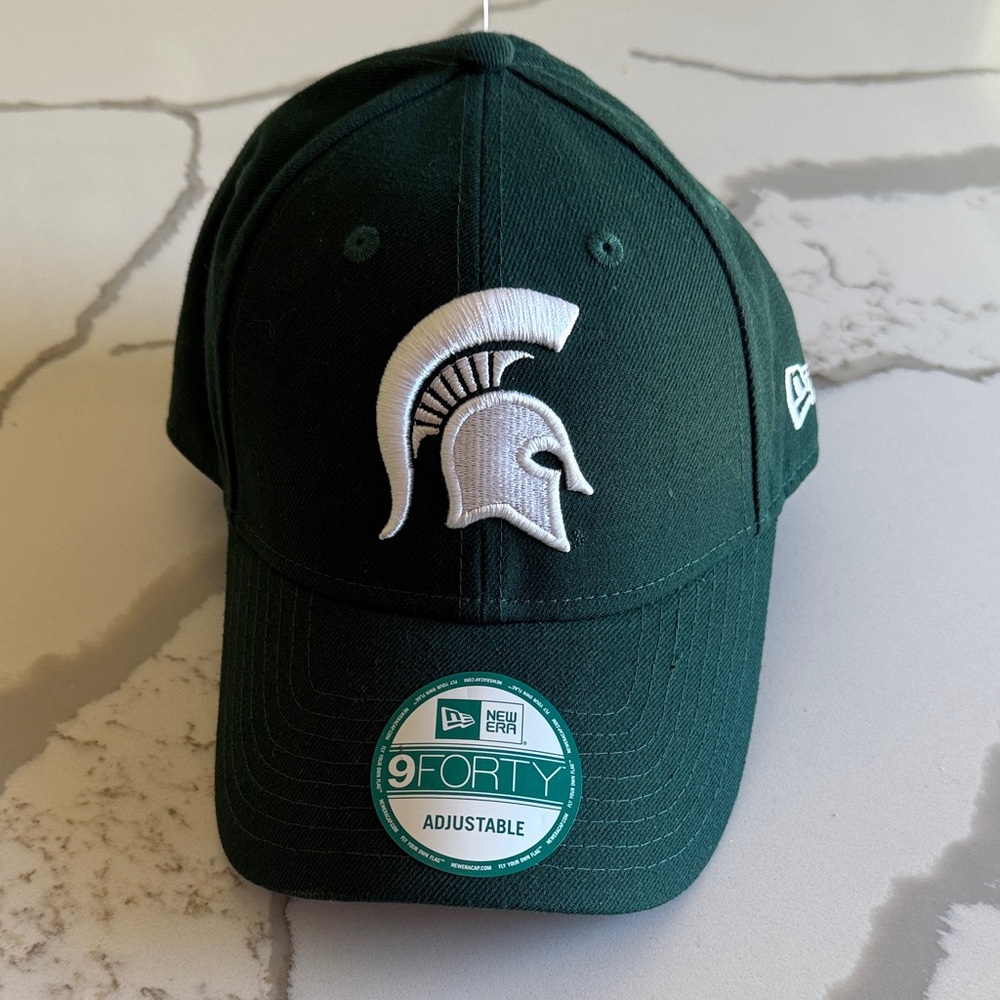 New Era Green Cap with White Spartan Helmet Logo